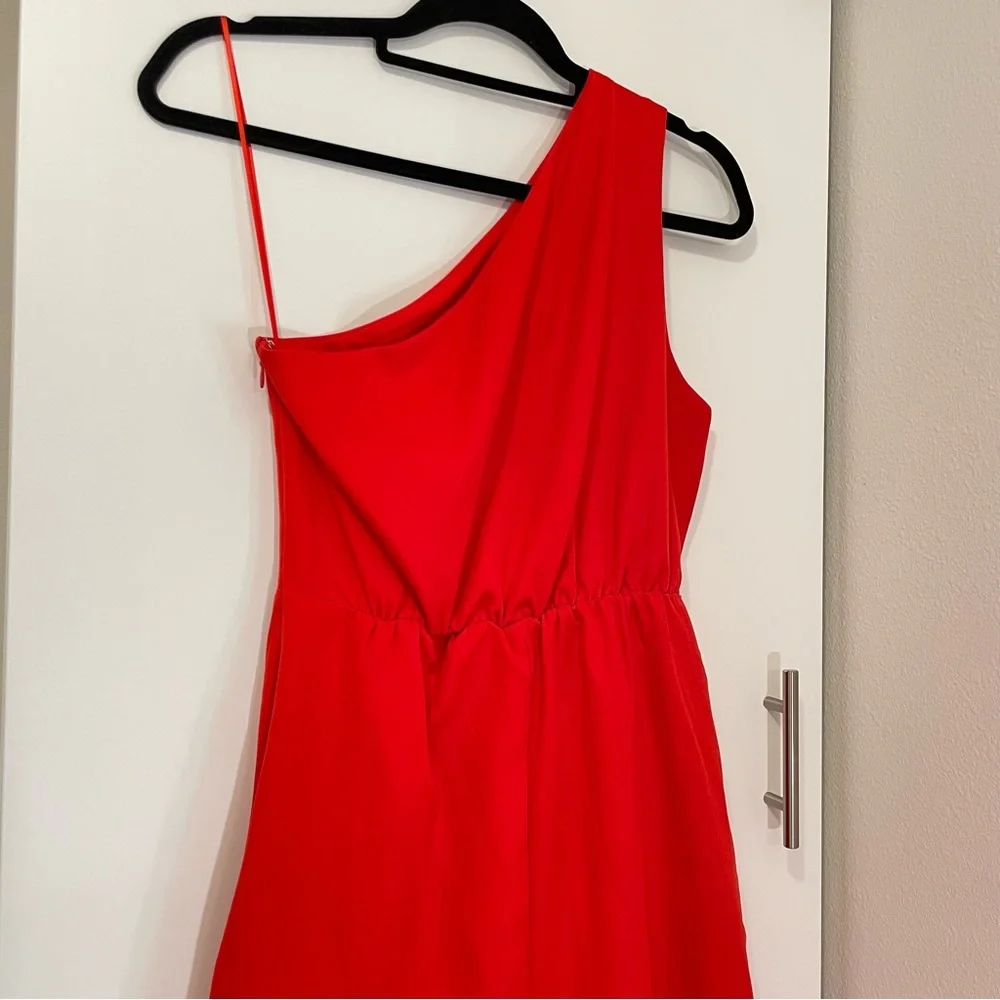 NWT Sam Edelman Cady One Shoulder Satin Midi Dress in Coral Size 8 - Picture 5 of 10